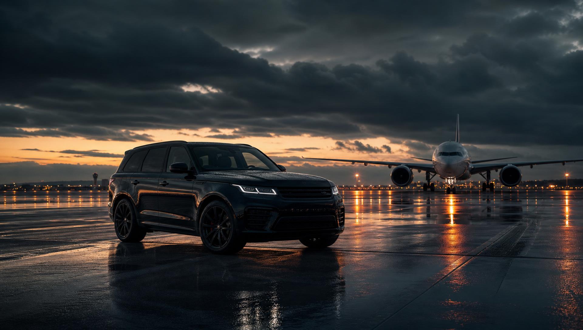 Luxury SUV on runway